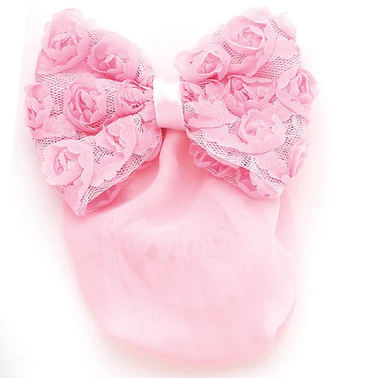 Rosette Bow with Snood pink